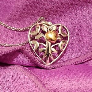 Tree of Life Heart Sterling Silver YG Vermeil Plating
